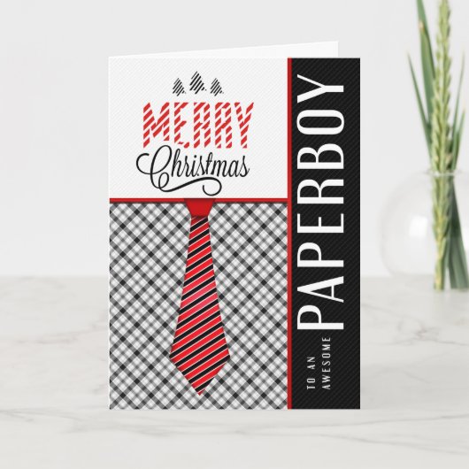 紙配達の少年 メリークリスマス マスキュリン ネクタイ シーズンカード (正面)