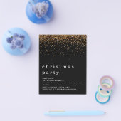 紙金ゴールドグリッタークリスマスパーティーブラック招待状 チラシ (シングル)