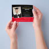 紙金ゴールドブラックレッドフォトグラードパーティの招待状 チラシ (手)