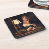 紙鐘の陰による女性の読書、1766年(油 コースター (左側)