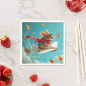 紙飛んでいる飛行機をマウスで動かす スタンダードカクテルナプキン (インサイチュ)