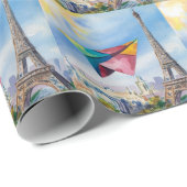 紙飛んでいる飛行機パリカラフル，水色 ラッピングペーパー (ロールコーナー)