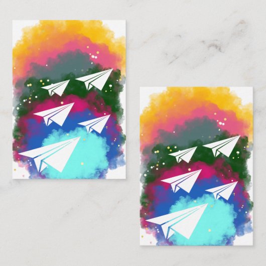 紙飛行機とカラーのスモークカード ノートカード (正面/裏面)