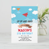 紙飛行機の誕生日テーマ 招待状 (スタンド正面)