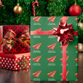 紙飛行機クリスマスツリーおもしろい名前をカスタムする ラッピングペーパー