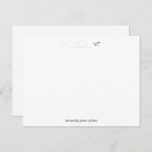 紙飛行機ハートシンプル文具 招待状 (正面/裏面)