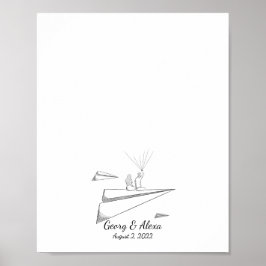 紙飛行機ラブサムプリントのゲストブック ポスター