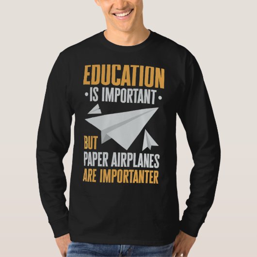 紙飛行機折り飛行機折り曲げ滑空折り紙 Tシャツ (正面)