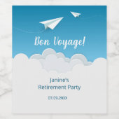 紙飛行機空に向かうパーティー ワインラベル (シングルラベル)