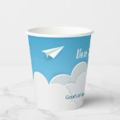 紙飛行機空に向かうパーティー 紙コップ (正面)
