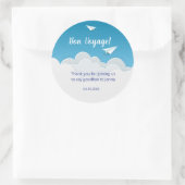 紙飛行機行遠くにくパーティー ラウンドシール (バッグ)