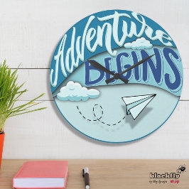 紙飛行機 |アドベンチャー開始 ラージ壁時計