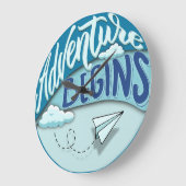 紙飛行機 |アドベンチャー開始 ラージ壁時計 (傾斜)