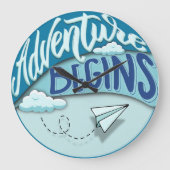 紙飛行機 |アドベンチャー開始 ラージ壁時計 (正面)