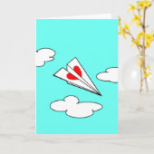 紙飛行機(ハート) カード (黄色い花)