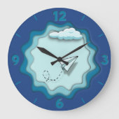 紙飛行機 |旅は次で始まる独身の。 ラージ壁時計 (正面)