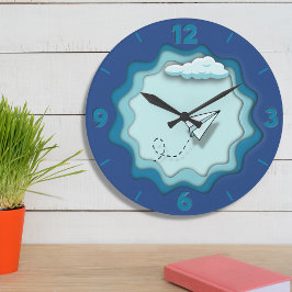 紙飛行機 |旅は次で始まる独身の。 ラージ壁時計