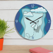 紙飛行機 |旅は次で始まる独身の。 ラージ壁時計