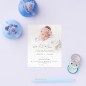 紙2写真オーバーレイ金ゴールドようこそ誕生 チラシ (シングル)