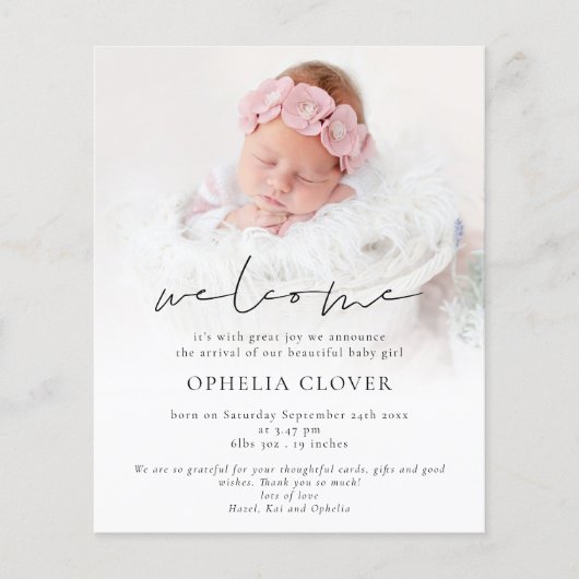 紙2 Photos Overlay Black Script Welcome誕生 チラシ (正面)