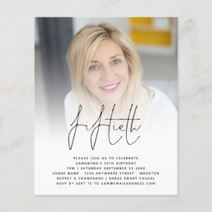 紙50誕生日フォトスクリプトパーティの招待状 チラシ