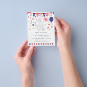 紙7月4日赤白青スターズスクリプト招待状 チラシ (手)