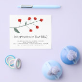 紙|ミニマリスト・レッド・花模様ズ7月4日BBQ招待状 チラシ (シングル)