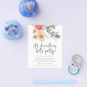 紙｜冬の花々 クリスマス パーティーにしよう 招待状 チラシ (シングル)