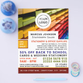 紙、文房具、事務用品、文房具店 チラシ (シングル)