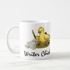 紙、羽のクイルとインクを持つ作家のシック コーヒーマグカップ