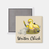 紙、羽のクイルとインクを持つ作家のシック マグネット (正面/裏面)