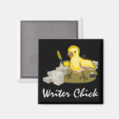 紙、羽のクイルとインクを持つ作家のシック マグネット (正面/裏面)