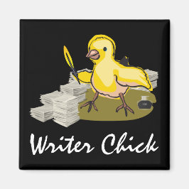 紙、羽のクイルとインクを持つ作家のシック マグネット