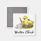 紙、羽のクイルとインクを持つ作家のシック マグネット (正面/裏面)