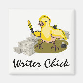 紙、羽のクイルとインクを持つ作家のシック マグネット (正面)