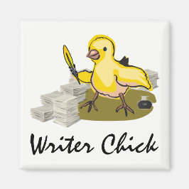 紙、羽のクイルとインクを持つ作家のシック マグネット