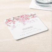 紙COASTER名刺：さくらんぼ花 スクエアペーパーコースター (アングル)