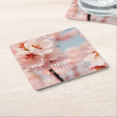 紙COASTER名刺：リンゴの花。 スクエアペーパーコースター (アングル)
