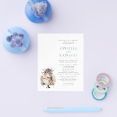 紙QRコードボヘミアン結婚ズケーキブルー招待状 チラシ (シングル)