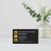 級別保険代理店金ゴールドトーンデザイン 名刺 (スタンド正面)