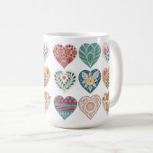 「素敵で居心地の良いハートをテーマにしたコーヒーカップ」 コーヒーマグカップ (正面右)