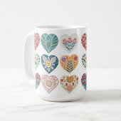 「素敵で居心地の良いハートをテーマにしたコーヒーカップ」 コーヒーマグカップ (正面左)