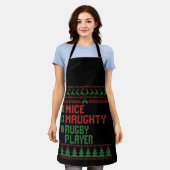 素敵ないけなラグビー選手のおもしろいクリスマスプレゼント エプロン (着用した状態)