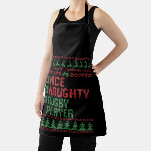 素敵ないけなラグビー選手のおもしろいクリスマスプレゼント エプロン (インサイチュ)