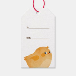 素敵なお祝いのためのオレンジ色のイースターチキン ギフトタグ