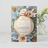 素敵なほこりっぽいブルーフローラ結婚式招待状 招待状 (スタンド正面)