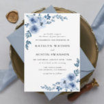 素敵なほこりっぽいブルーフローラ結婚式招待状 招待状<br><div class="desc">ほこりっぽいブルー結婚をテーマにしたデザインと水彩の花色と文字はパーソナライズされた。</div>