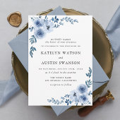 素敵なほこりっぽいブルーフローラ結婚式招待状 招待状