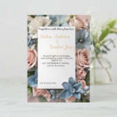 素敵なほこりっぽいブルーフローラ結婚式招待状 招待状 (スタンド正面)