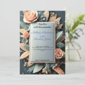素敵なほこりっぽいブルーフローラ結婚式招待状 招待状 (スタンド正面)